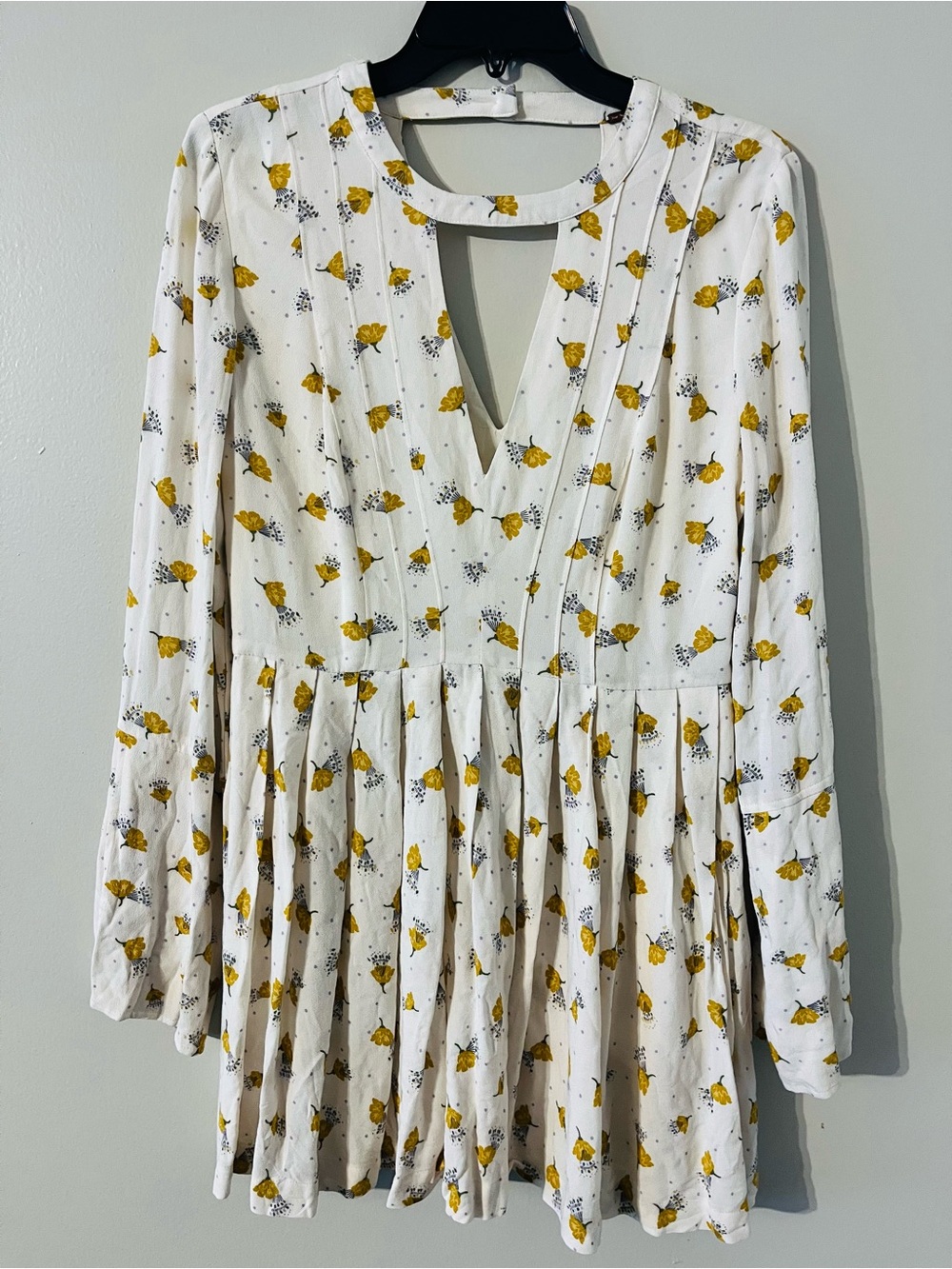 FREE PEOPLE TEGAN PRINTED LONG SLEEVE MINI DRESS Sz 10 - Picture 6 of 11